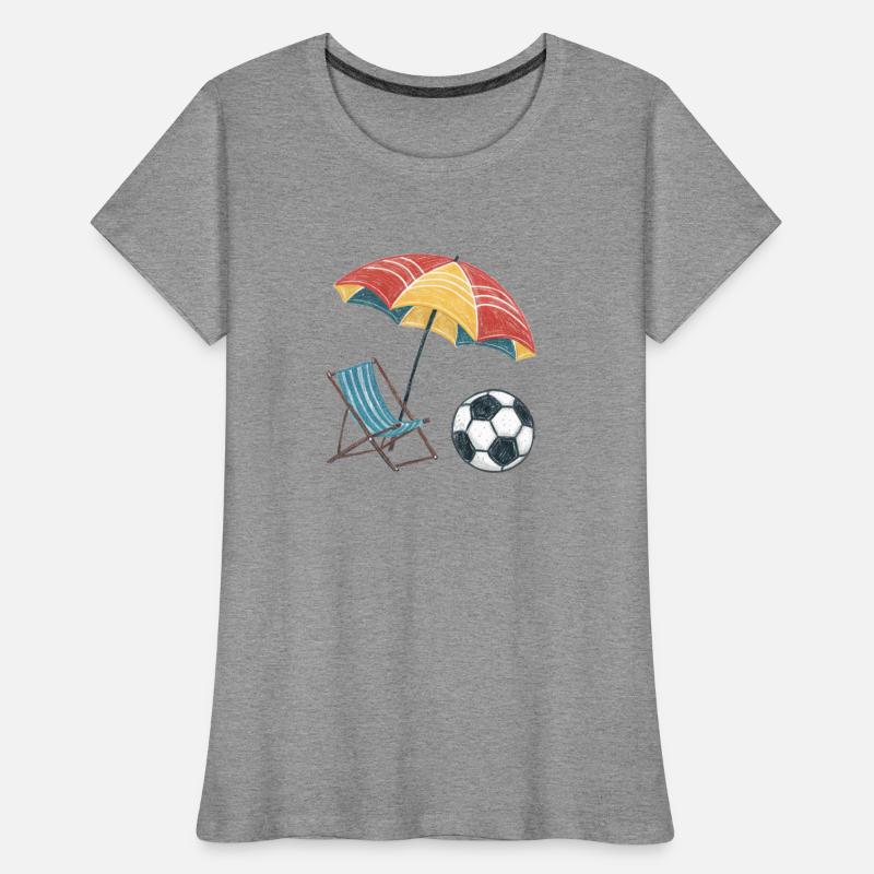 Soccer Ball on the Beach with Chair and Parasol