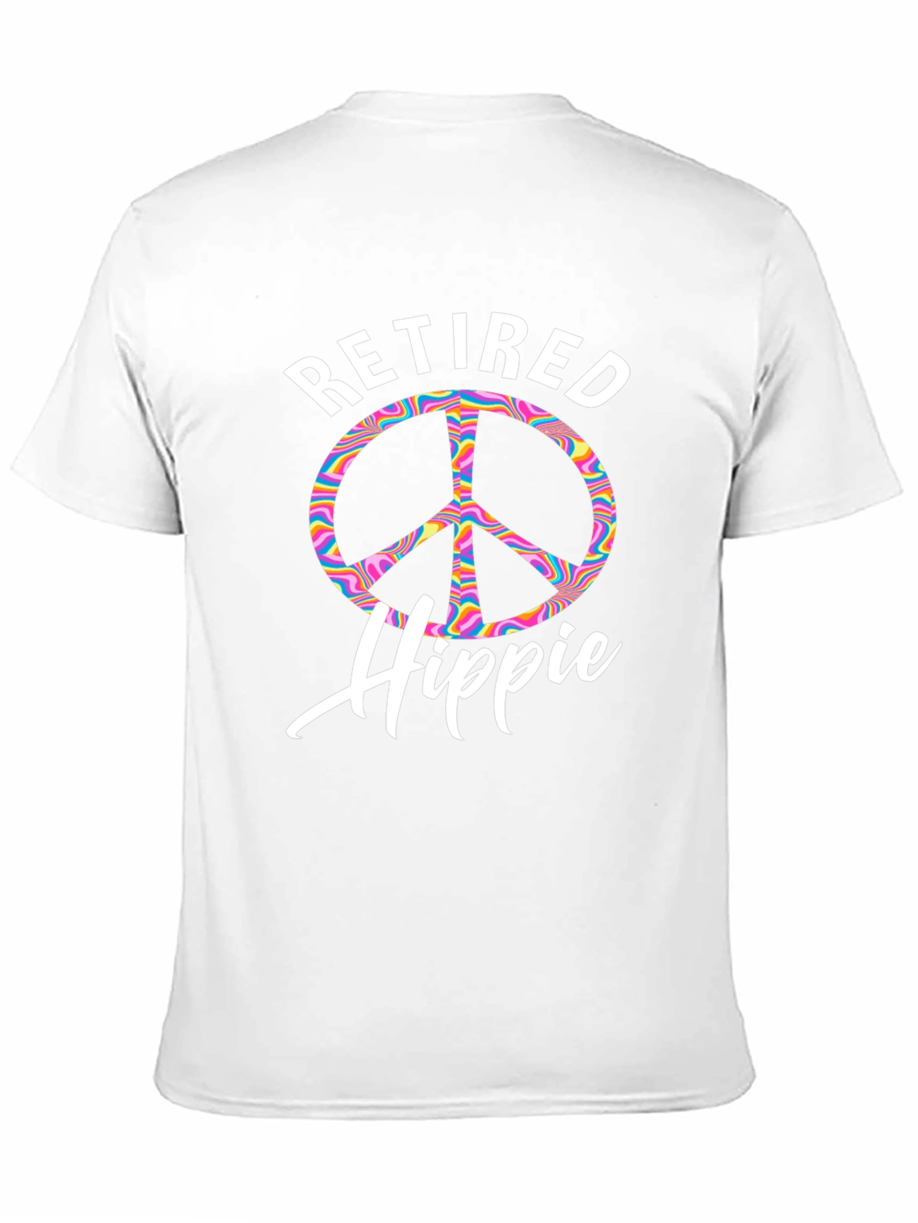 Retired Hippie T-Shirt Peace Sign Psychedelic Rainbow