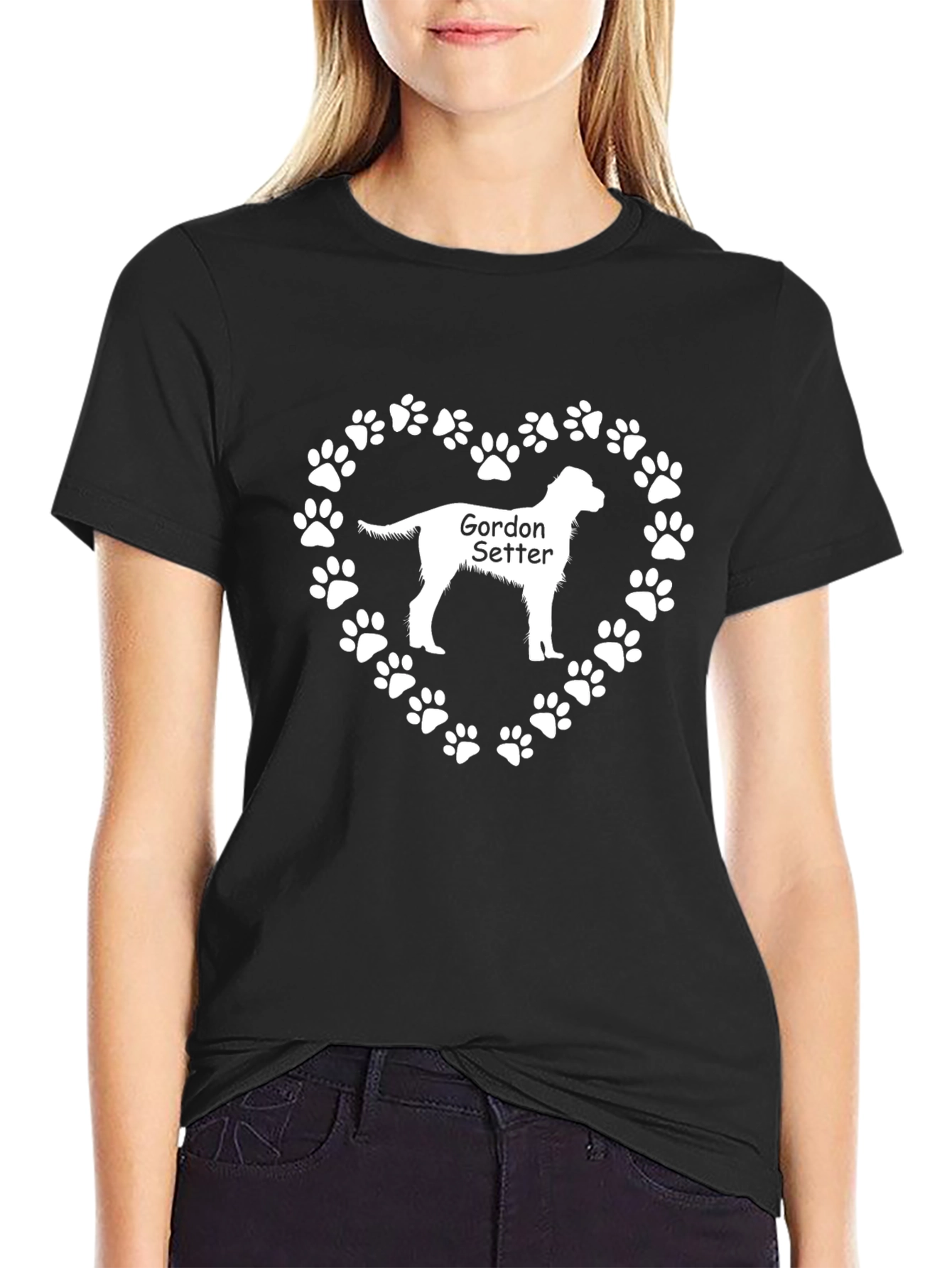 Gordon Setter Dog Paw Heart T-Shirt