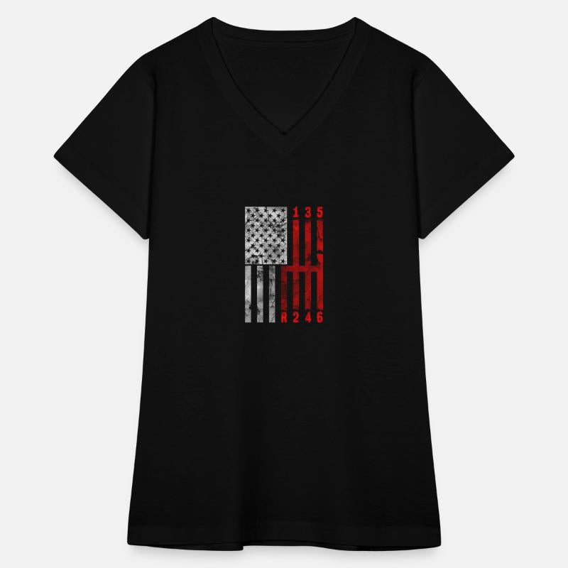 Stick Shift American Flag Muscle Car 6 Gears