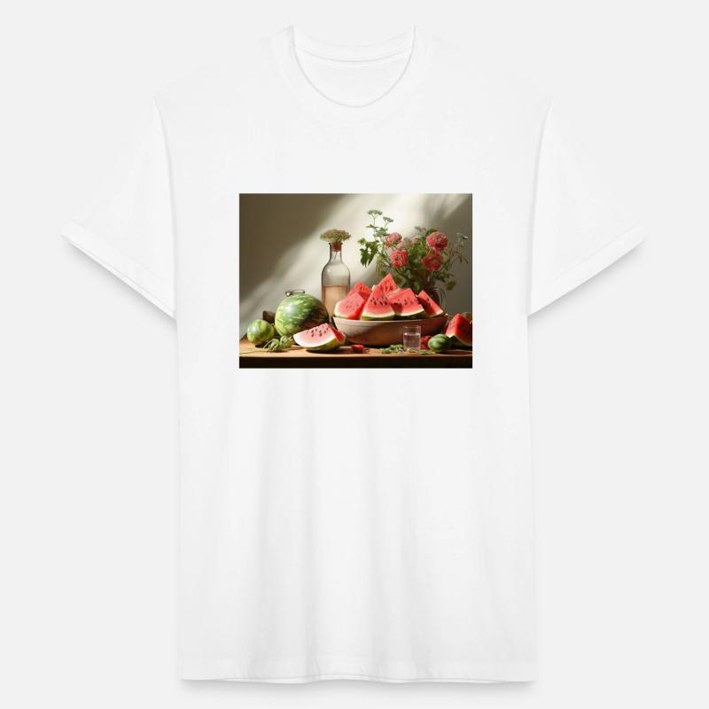 Still life with watermelon and flowers