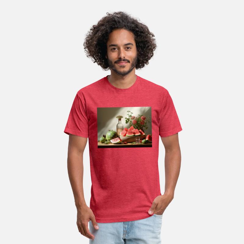 Still life with watermelon and flowers