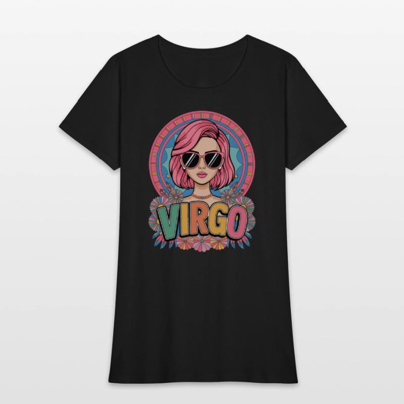 Stylish Retro Virgo Woman Zodiac Sign Colorful