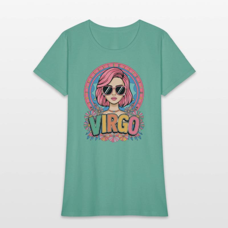 Stylish Retro Virgo Woman Zodiac Sign Colorful