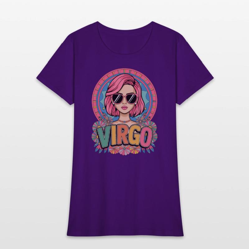 Stylish Retro Virgo Woman Zodiac Sign Colorful