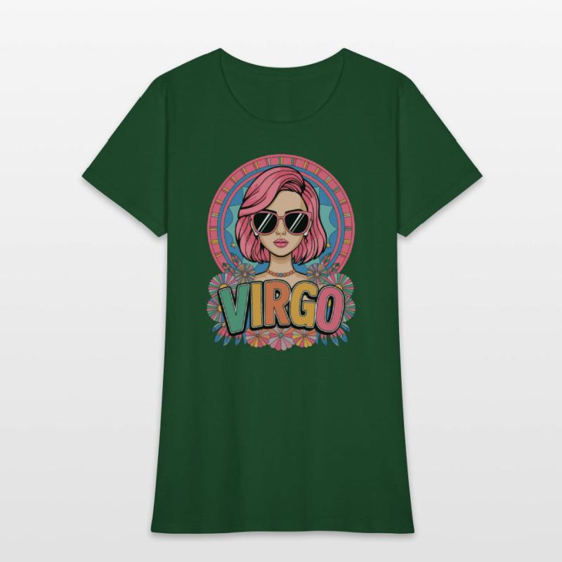 Stylish Retro Virgo Woman Zodiac Sign Colorful