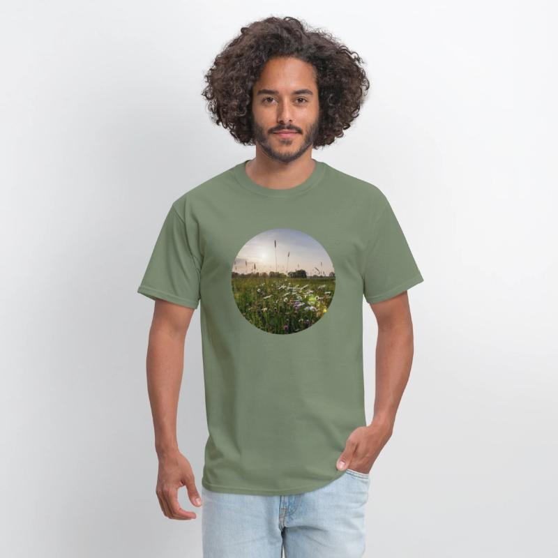 Sunny natural landscape with flowers