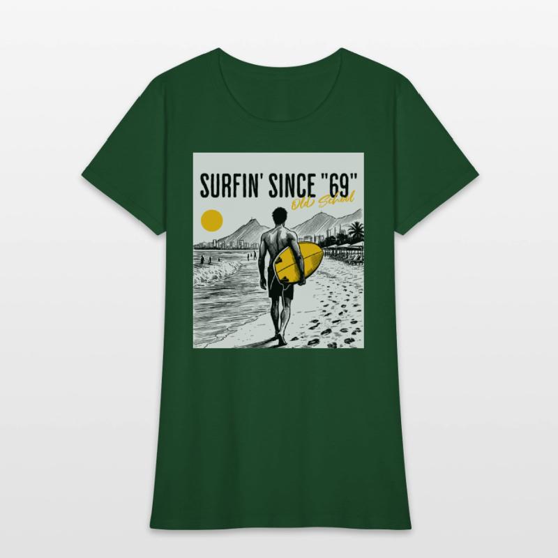 Surfer old school w background