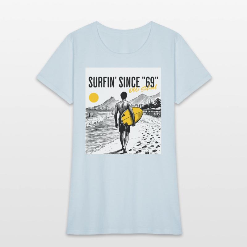 Surfer old school w background