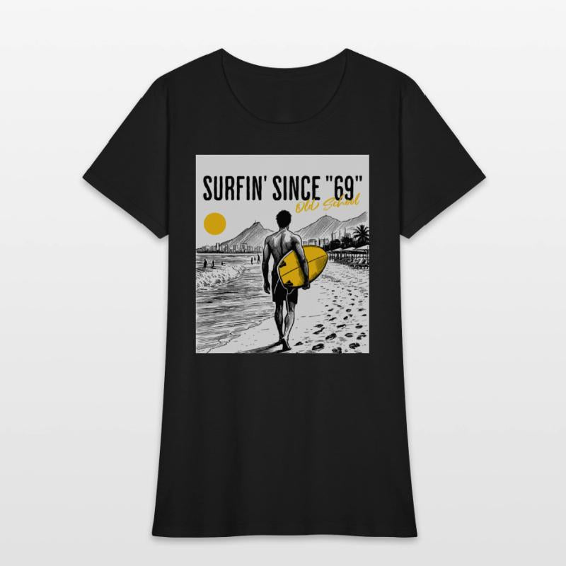 Surfer old school w background