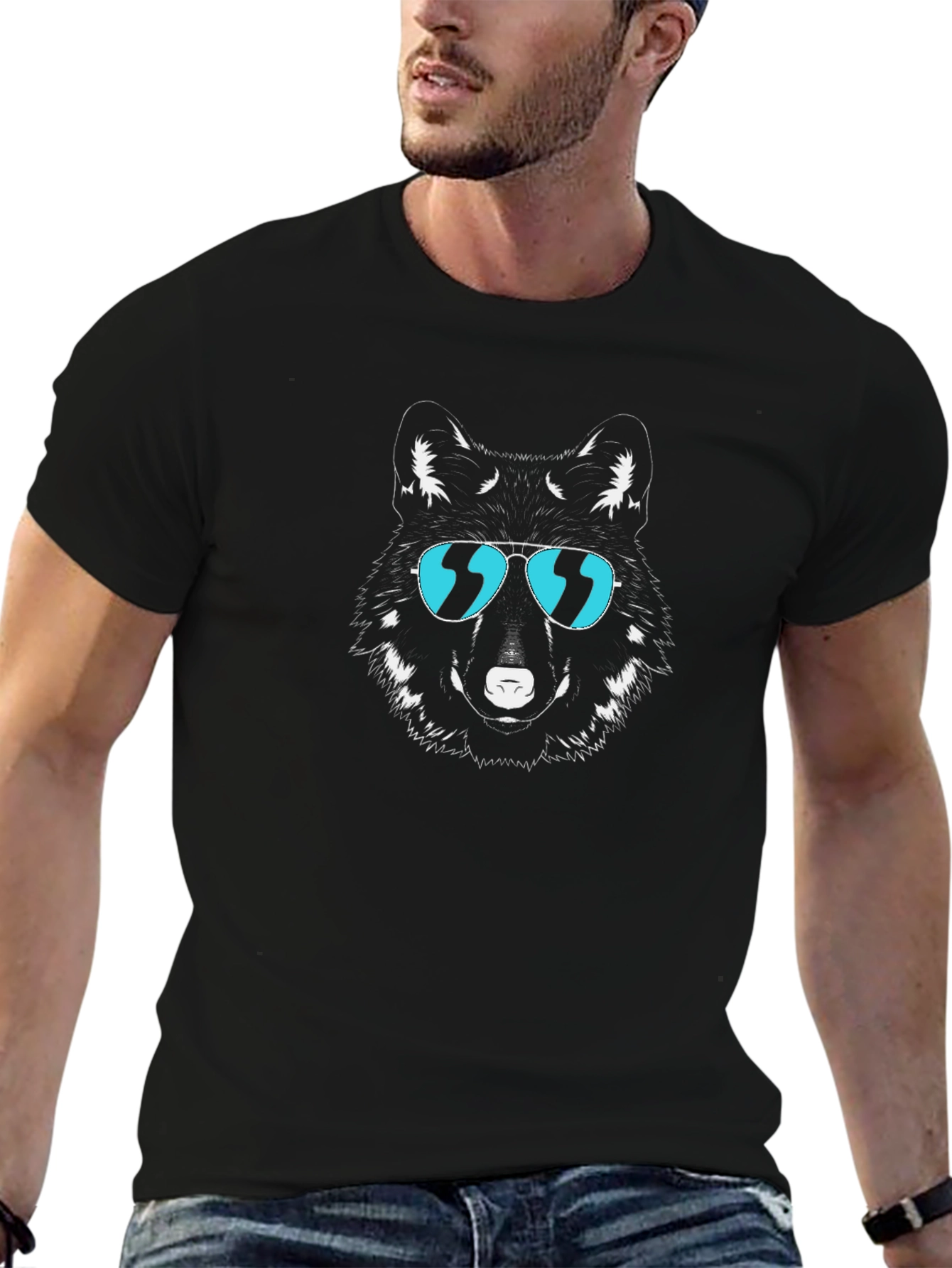 Cool Wolf Graphic Tee - Stylish Black T-Shirt