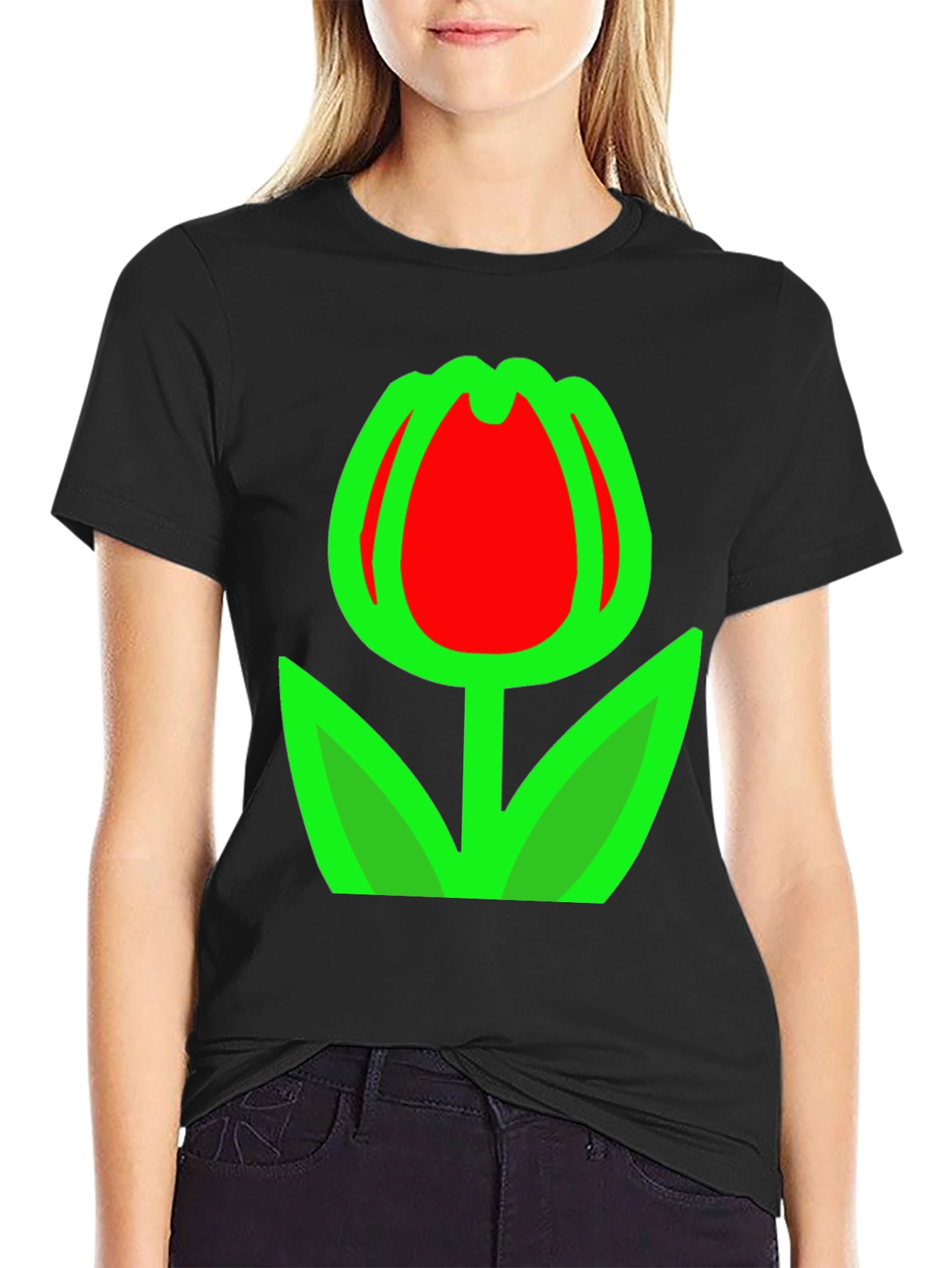 Tulip Graphic Black T-Shirt