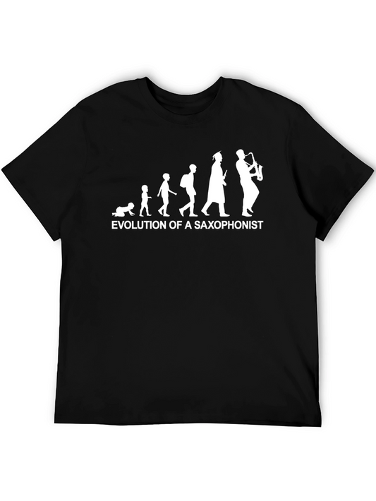 Evolution of Saxophonist Black Cotton T-Shirt