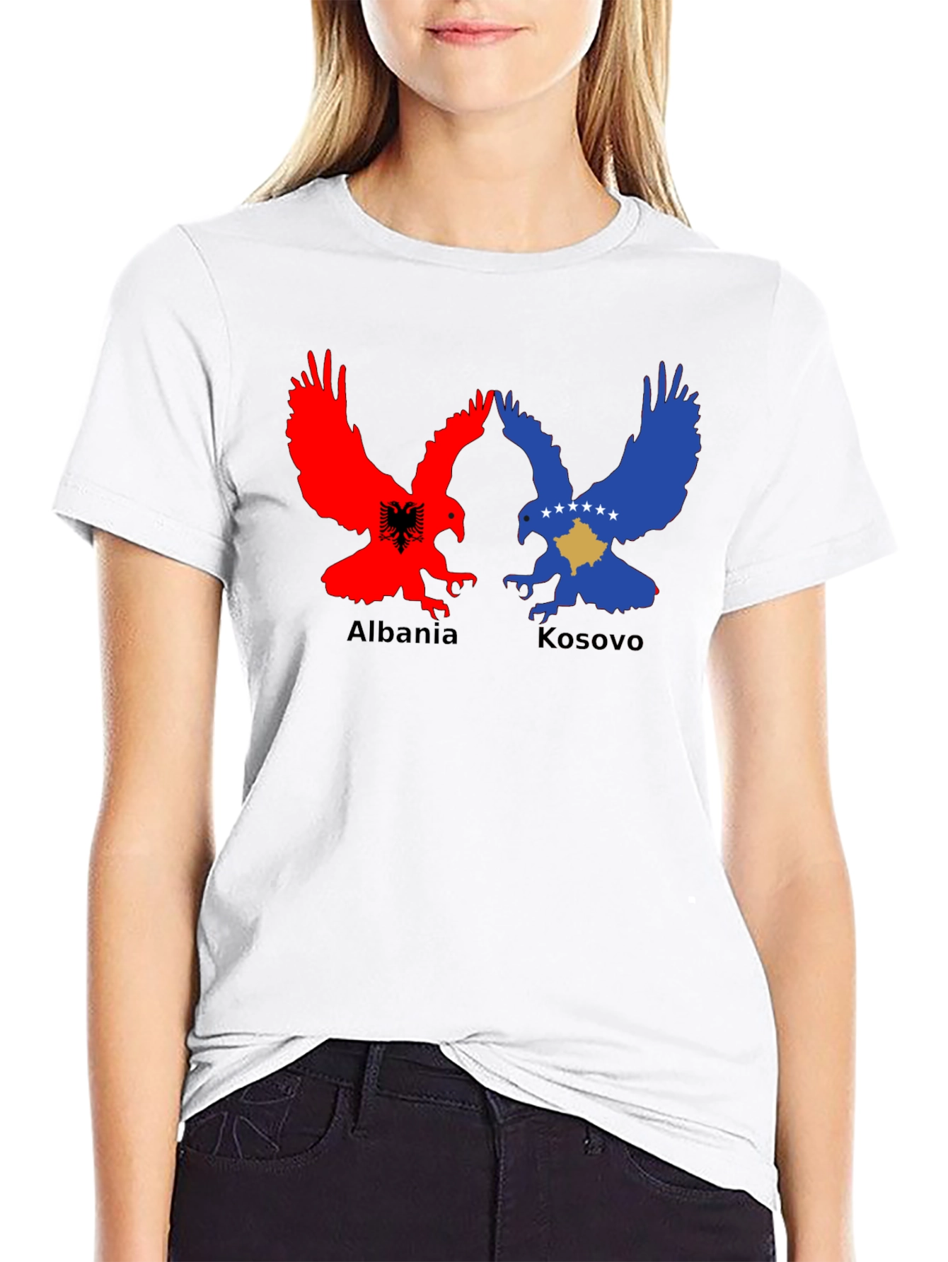 Albania Kosovo Eagle Black T-Shirt