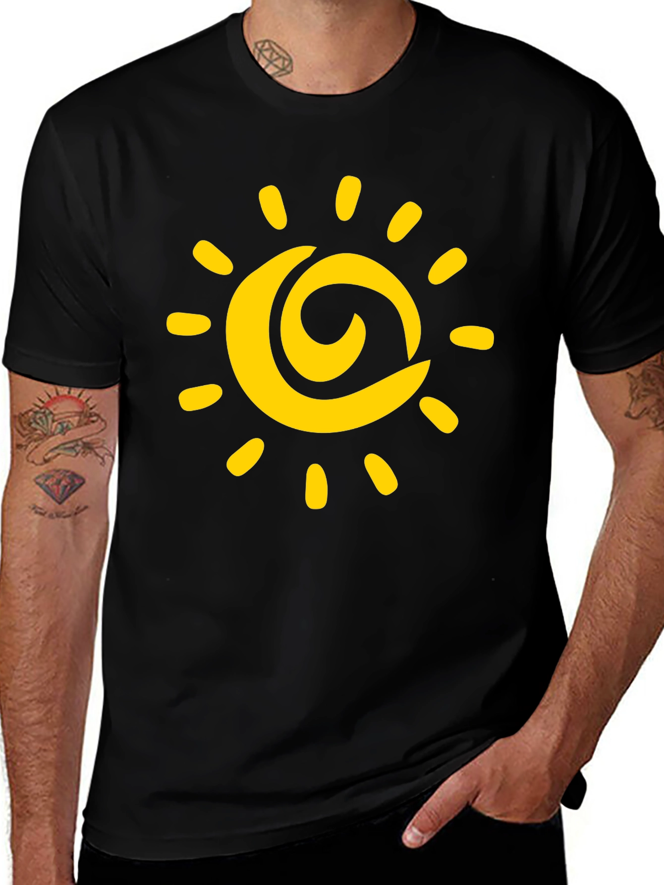 Sunny Day Graphic Tee - Black Cotton T-Shirt