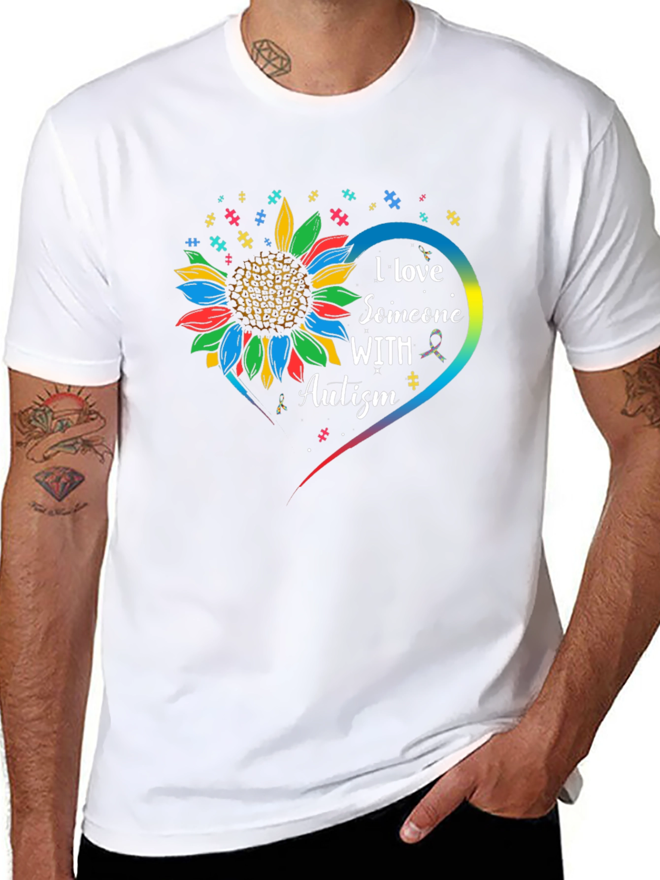 Autism Awareness Sunflower Heart T-Shirt
