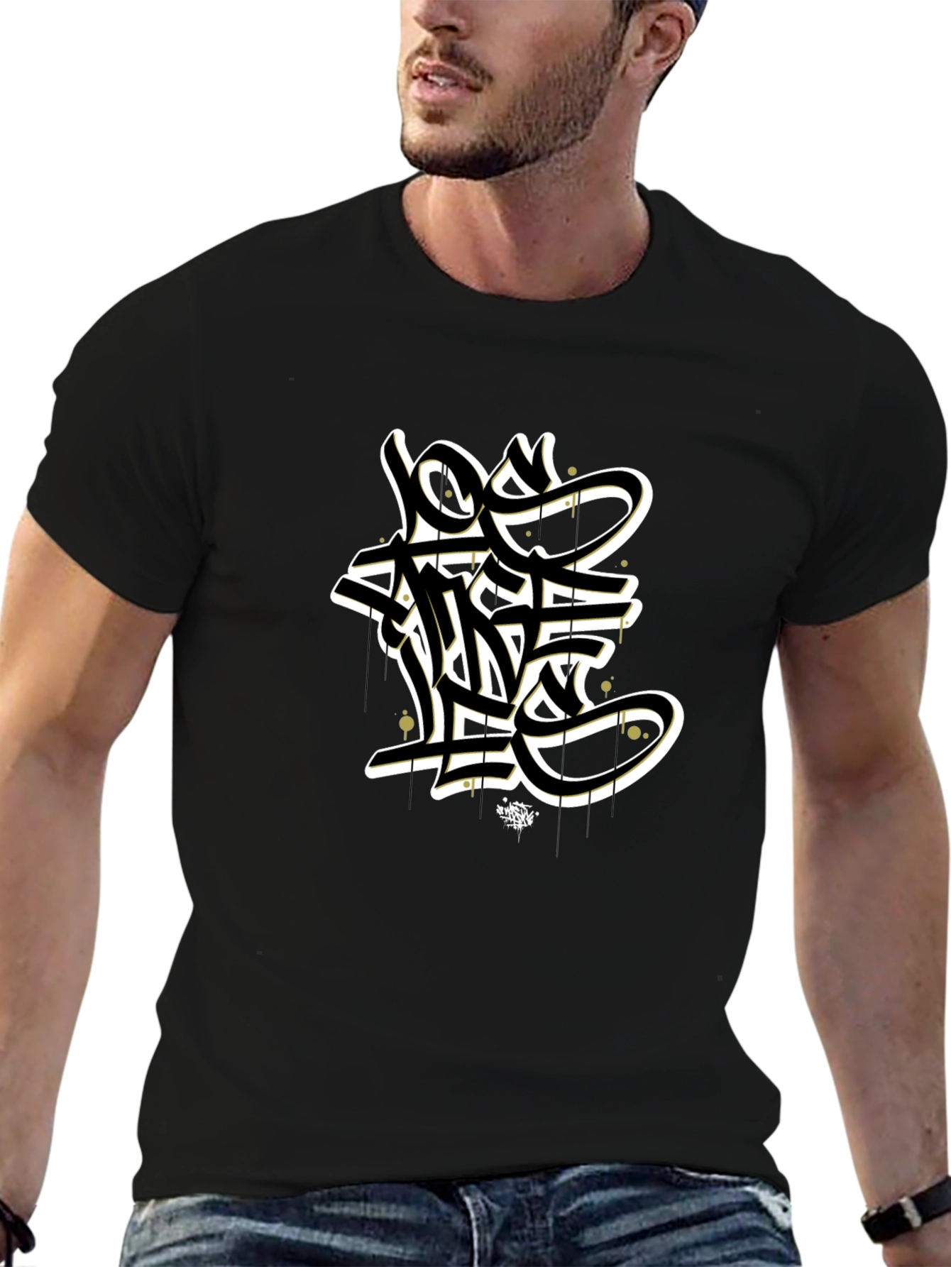 Graffiti Style Black Graphic T-Shirt
