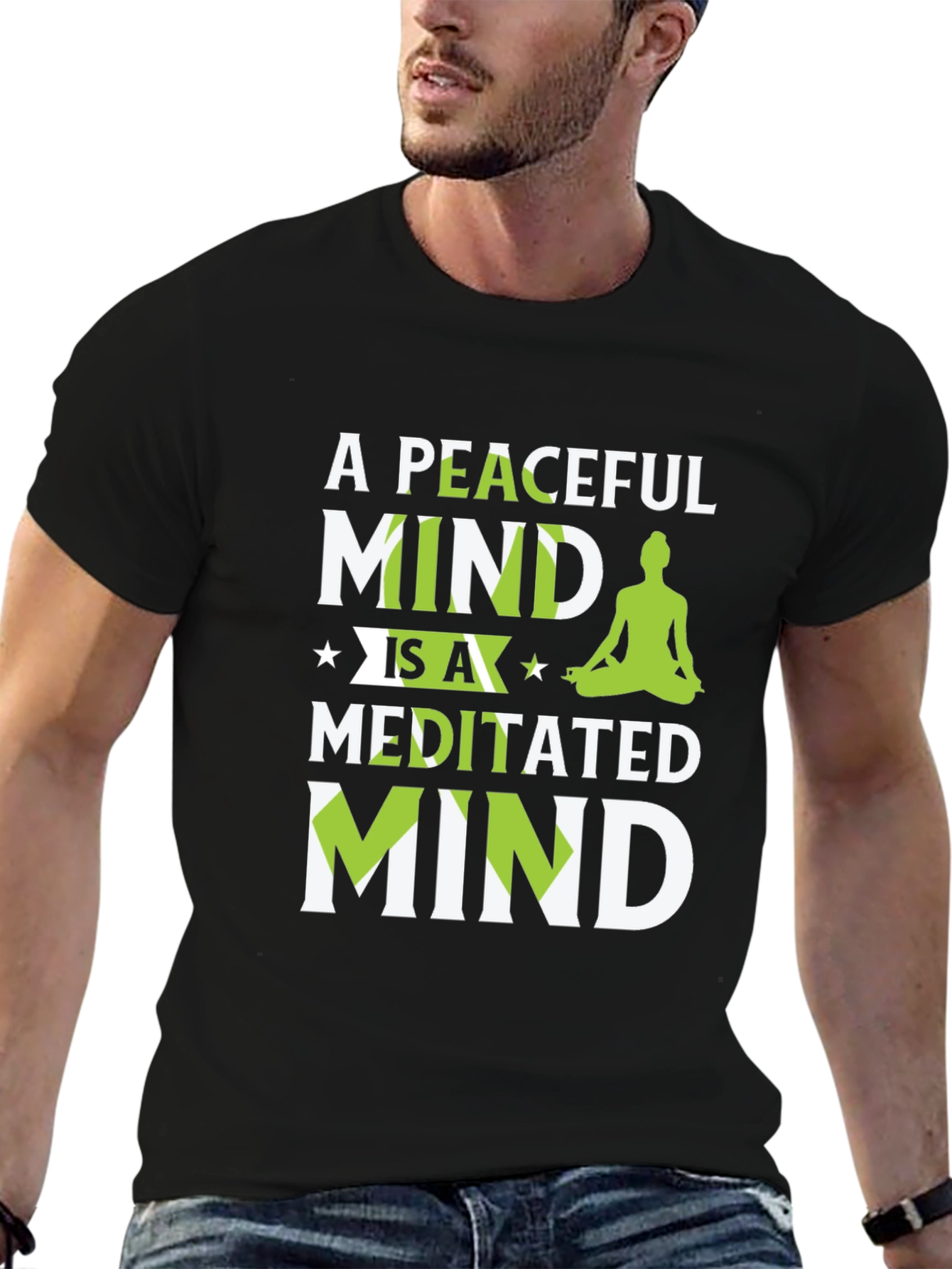 Peaceful Meditated Mind Black Graphic T-Shirt