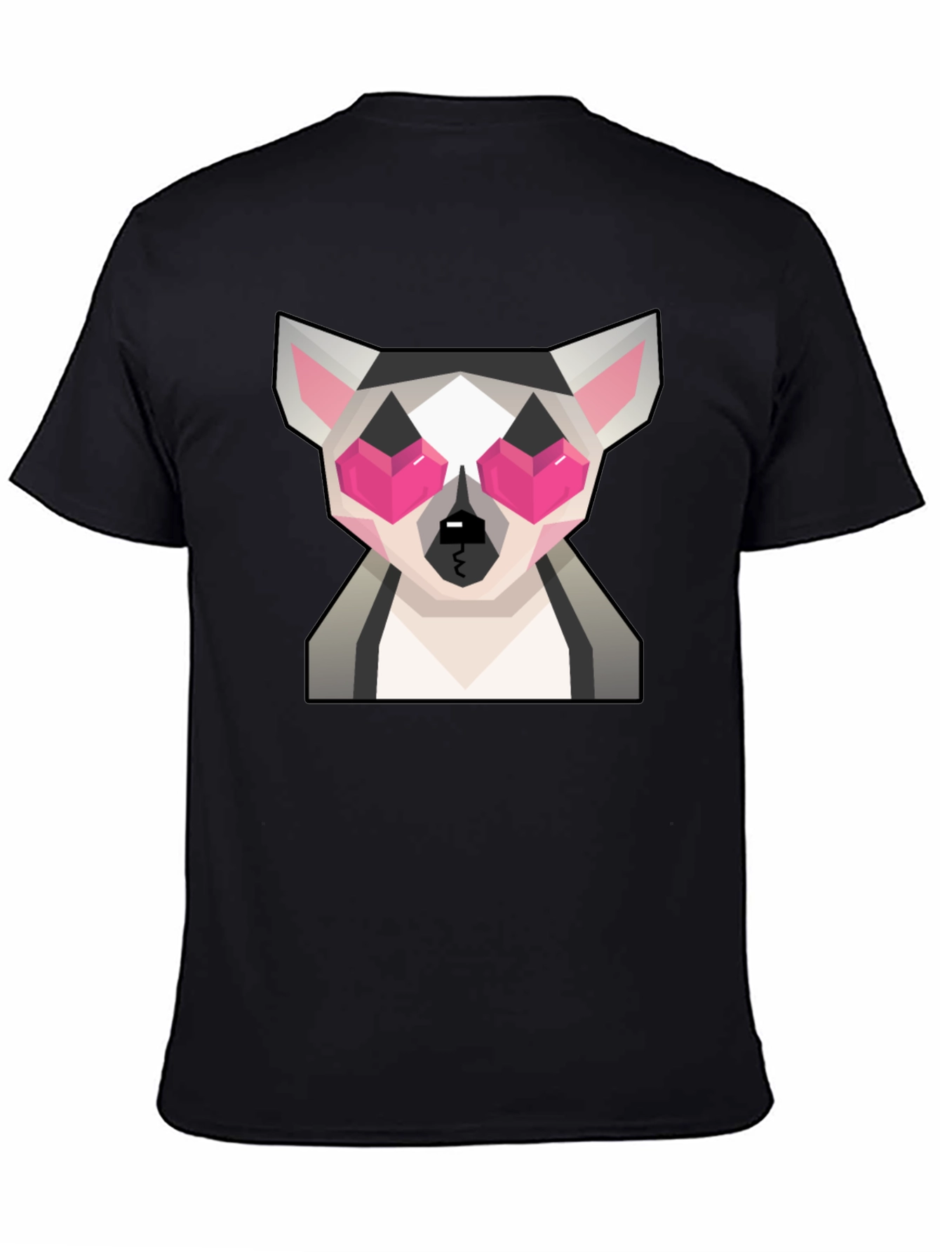 Geometric Lemur Graphic Tee - Quirky Black T-Shirt
