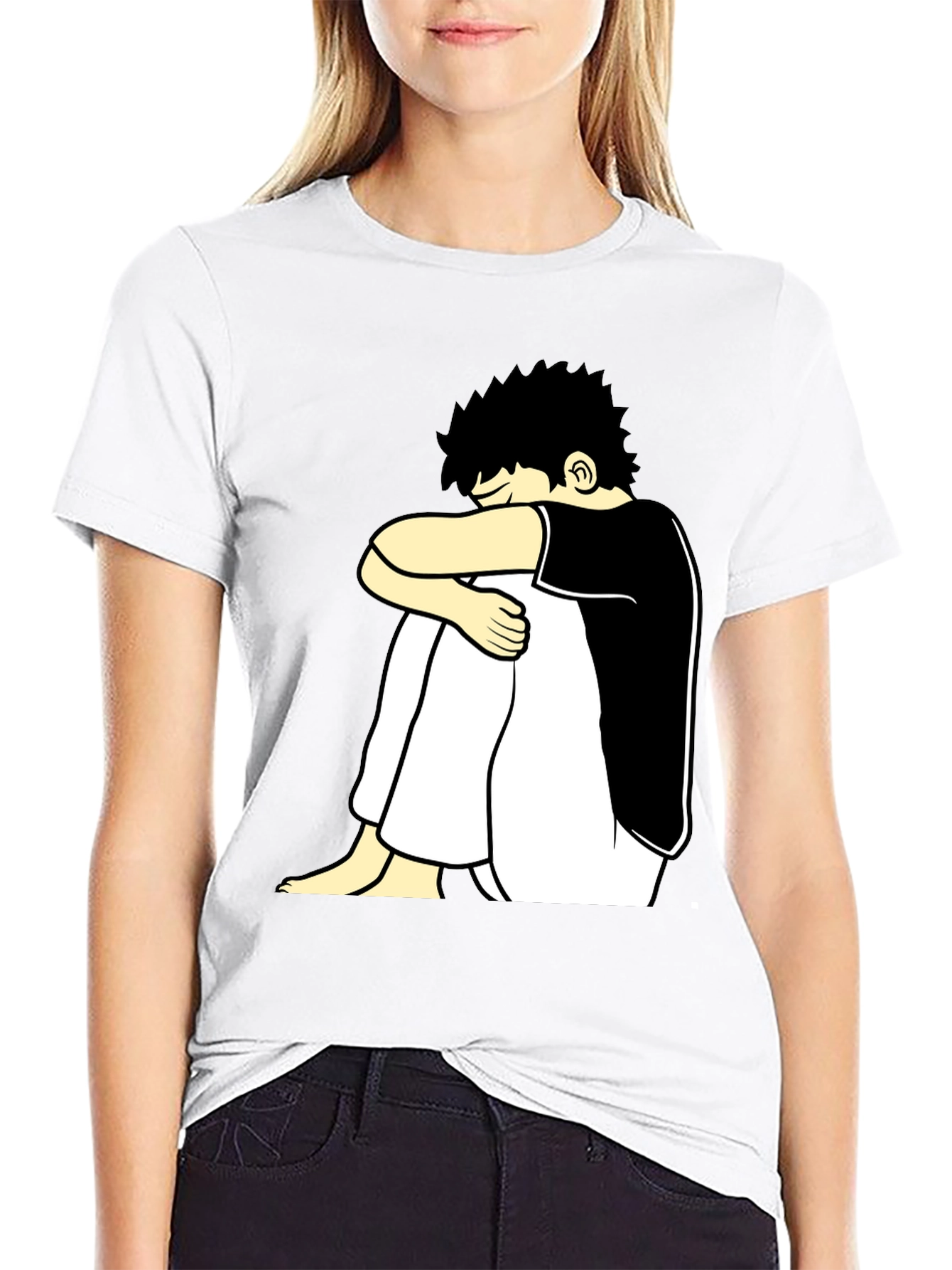 Black T-Shirt with Cartoon Graphic