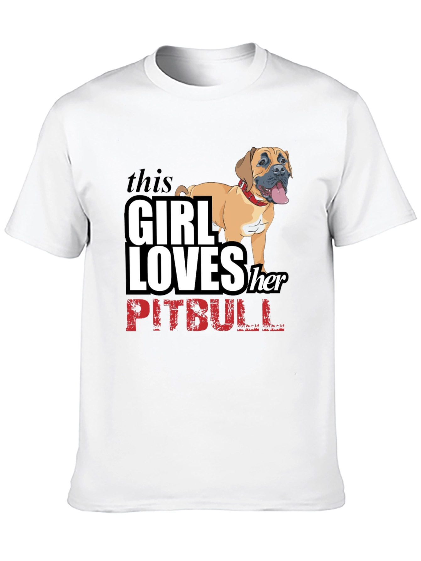 Girl Loves Her Pitbull Black T-Shirt