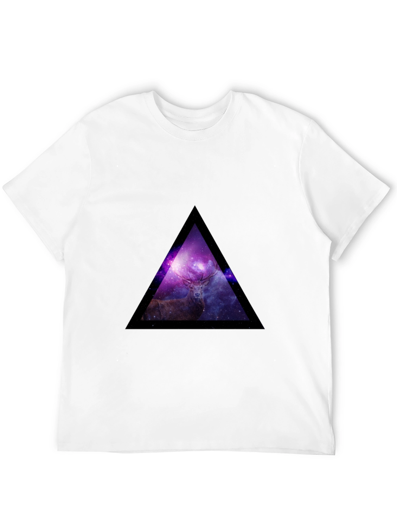 Galaxy Deer Triangle Graphic Tee - Black
