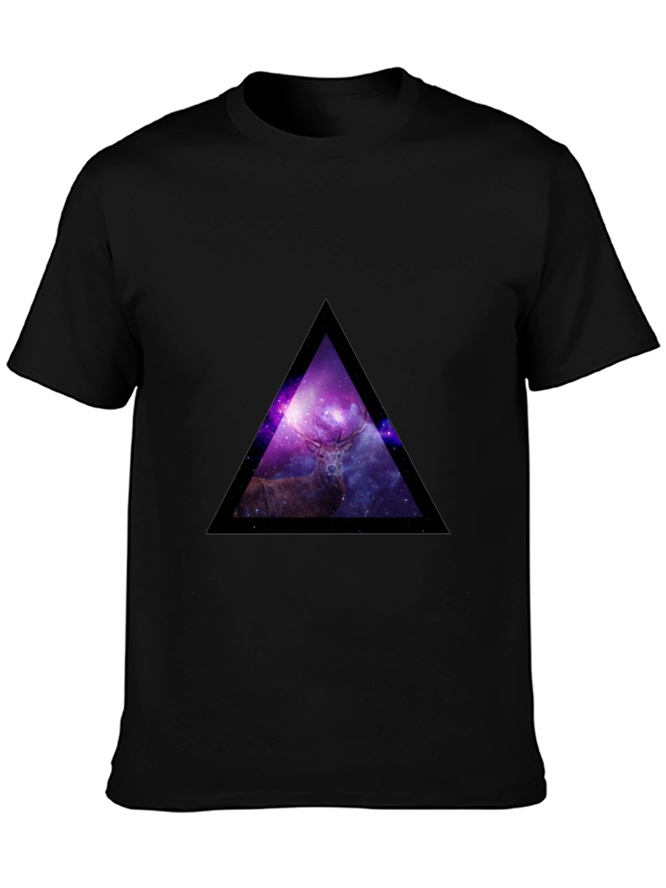 Galaxy Deer Triangle Graphic Tee - Black
