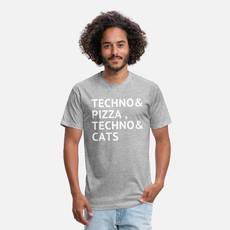 techno pizza techno and cats new t-shirt raver