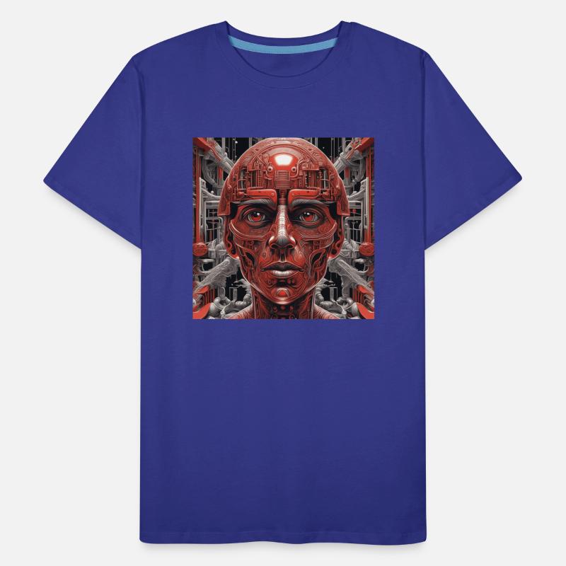 Techno red robot in the future