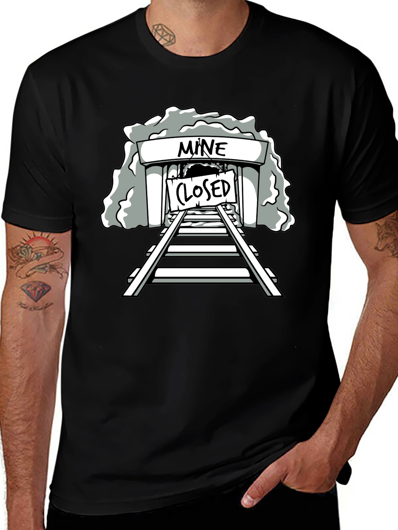 Mine Closed Graphic Tee - Black Cotton T-Shirt