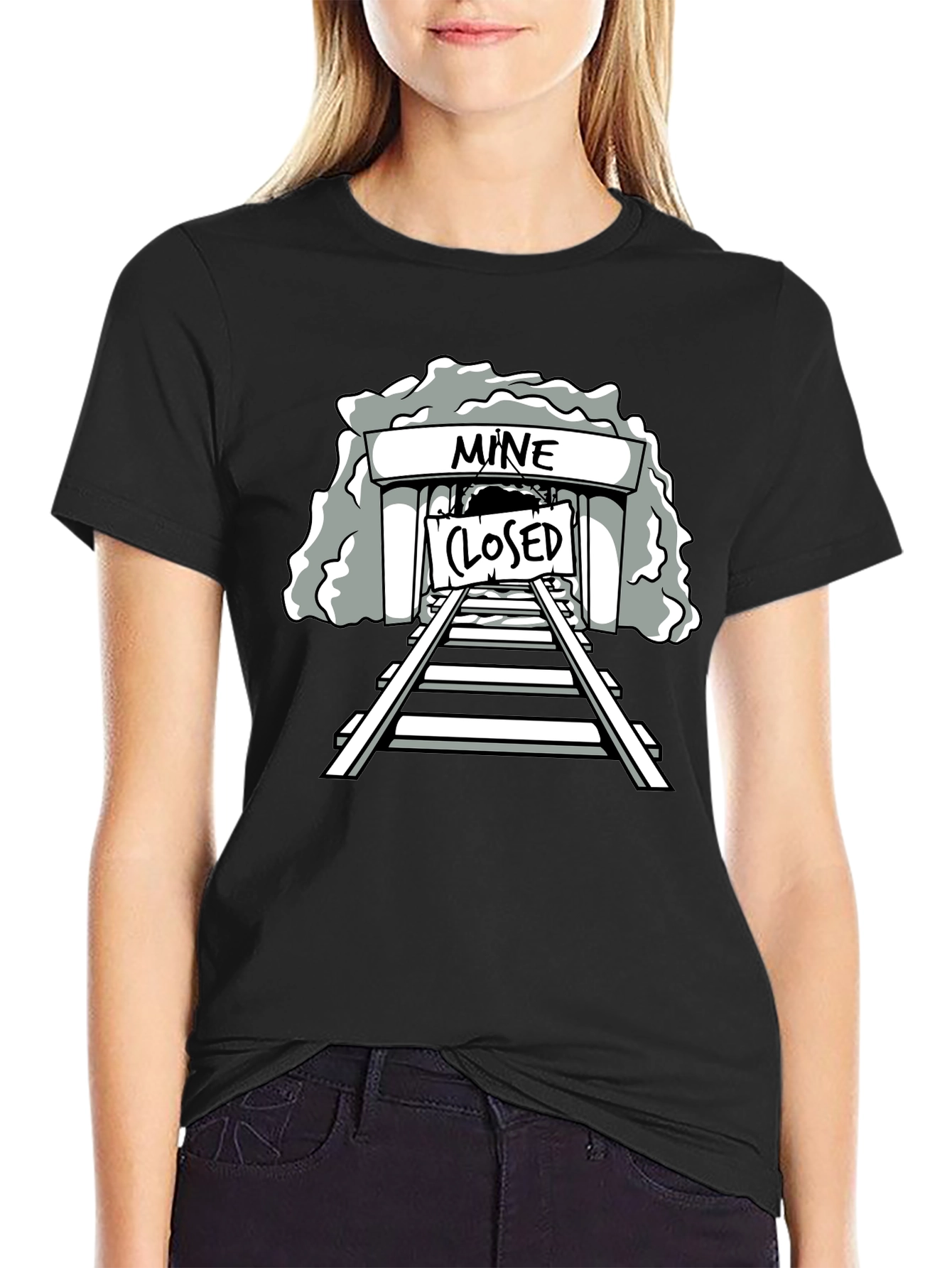 Mine Closed Graphic Tee - Black Cotton T-Shirt