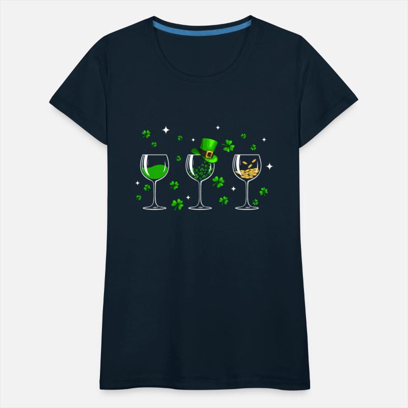 Three Wine Glasses Clover Shamrock St Patrick Day