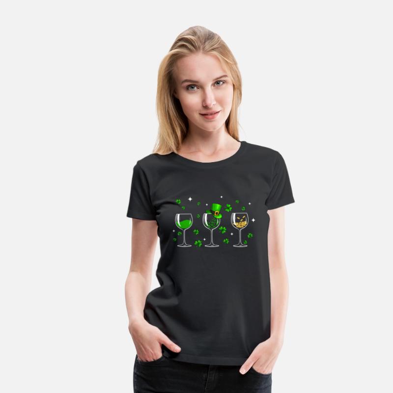 Three Wine Glasses Clover Shamrock St Patrick Day