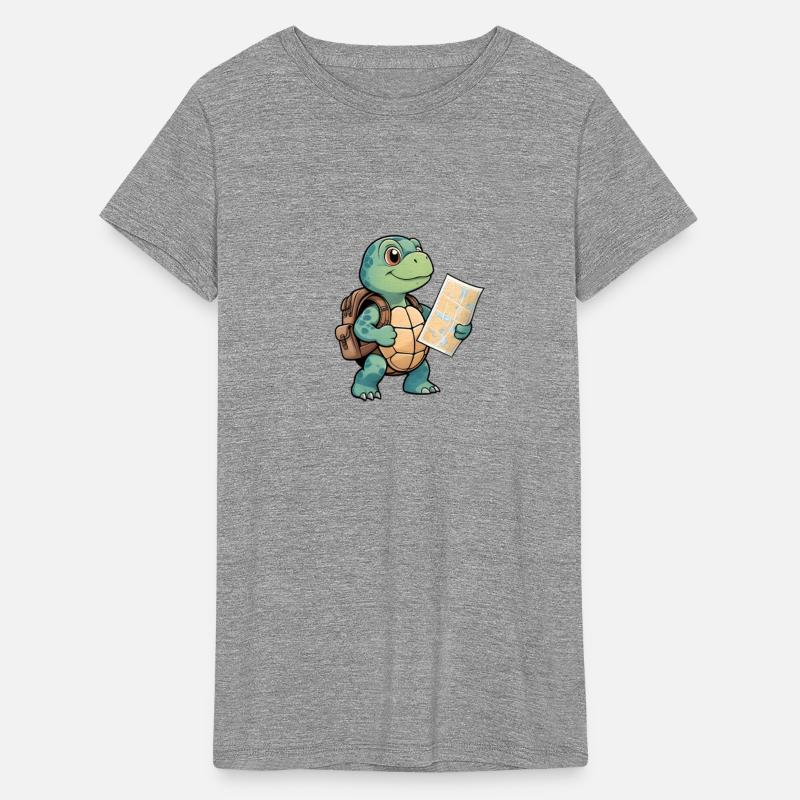 Turtle Holding Map Cute Explorer Travel Art.