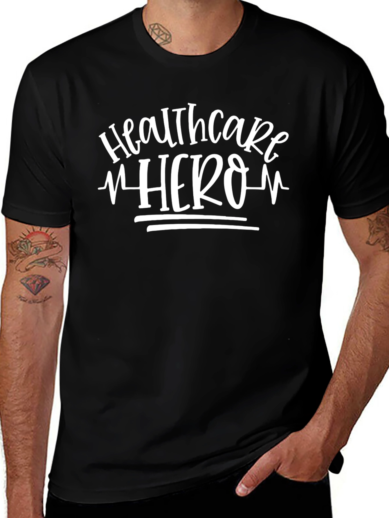 Healthcare Hero Graphic T-Shirt - Black