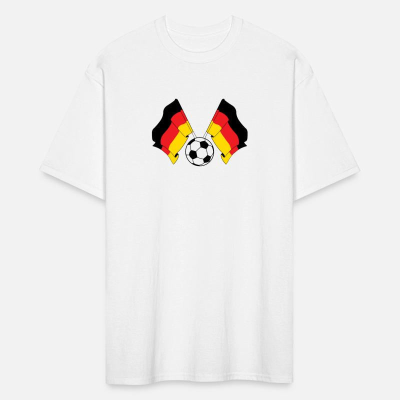 Two German flags crossed with a Germany football