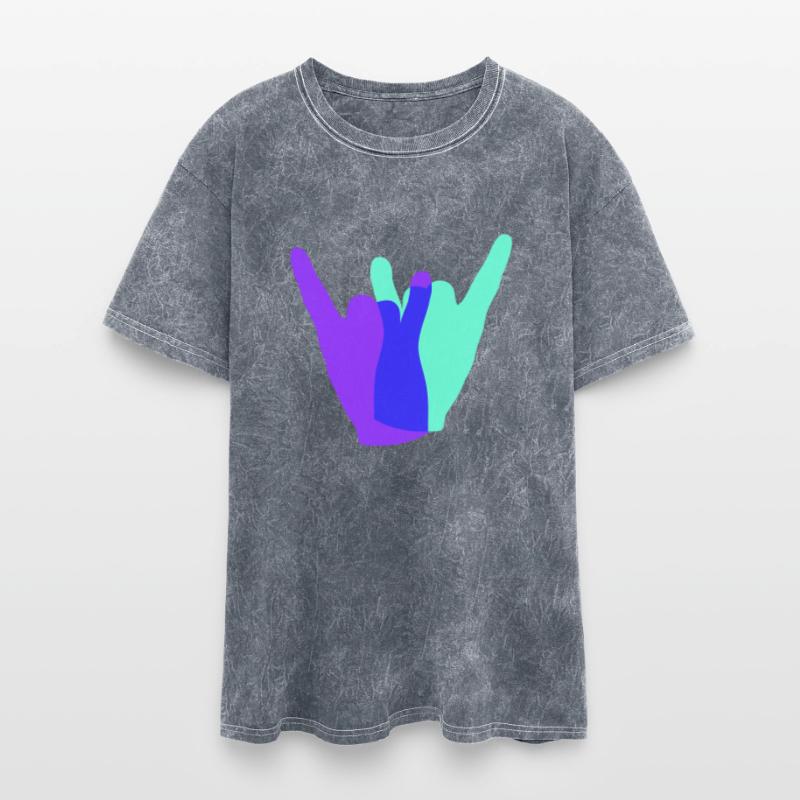 Two heavy metal hard rock horn finger hand gesture
