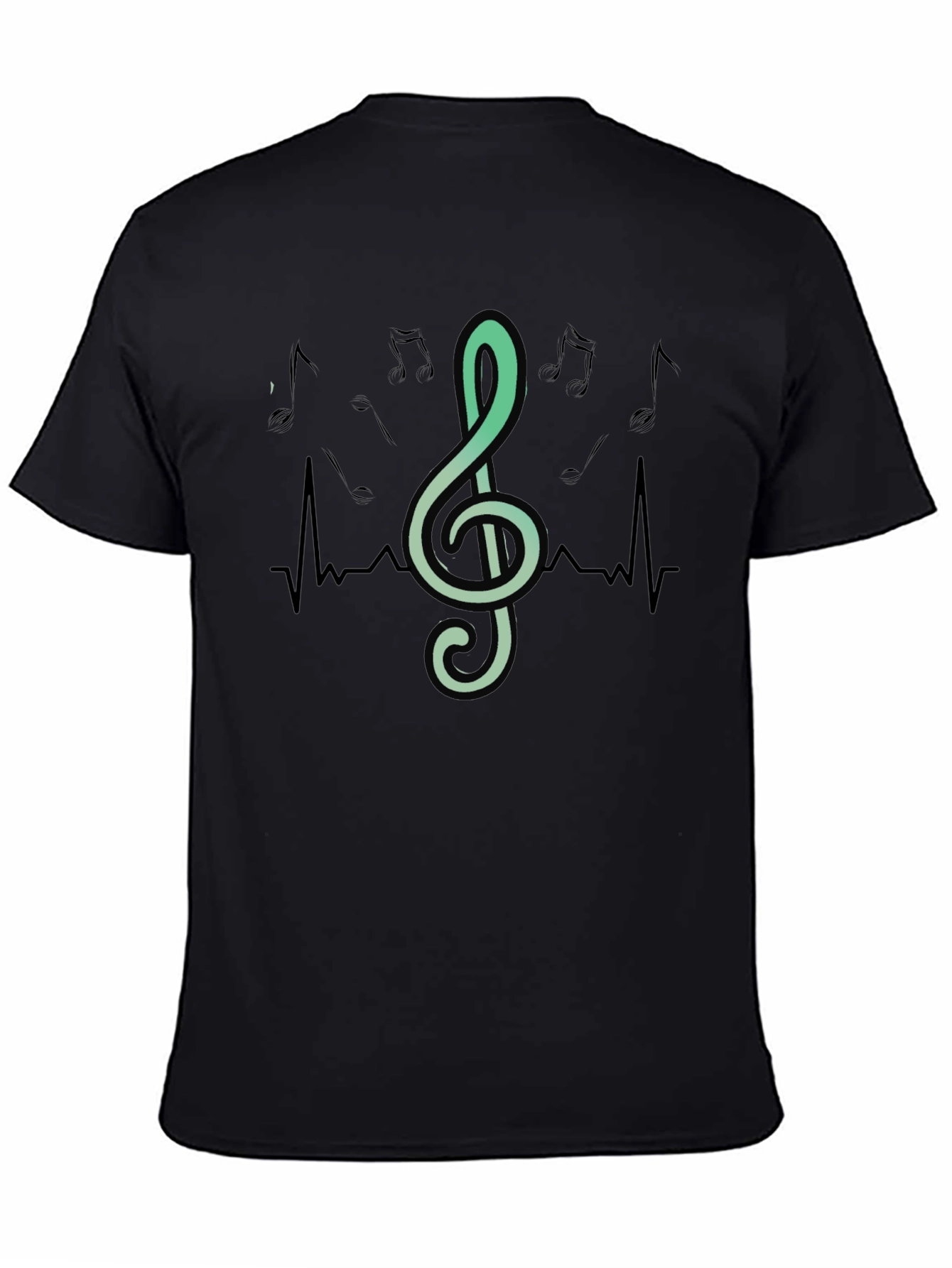Musical Heartbeat T-Shirt - Black Crew Neck