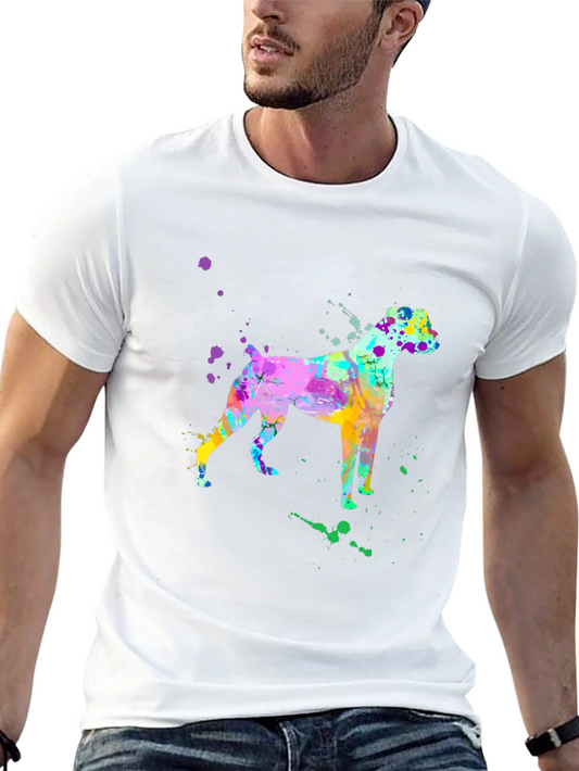 Watercolor Boxer Dog Graphic Tee - Trendy Mens Shirt