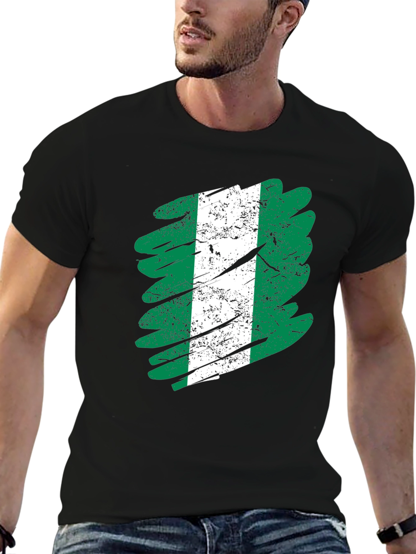 Nigeria Flag Brush Stroke T-Shirt