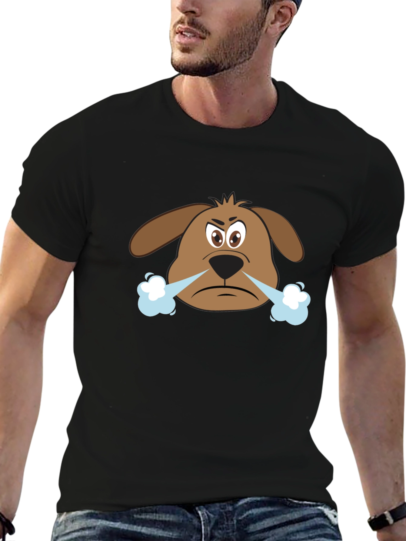 Angry Dog Graphic Tee - Black Cotton T-Shirt