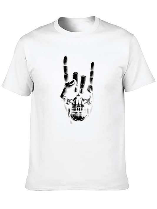 Rock On Skull Graphic Tee - Black Cotton Comfort
