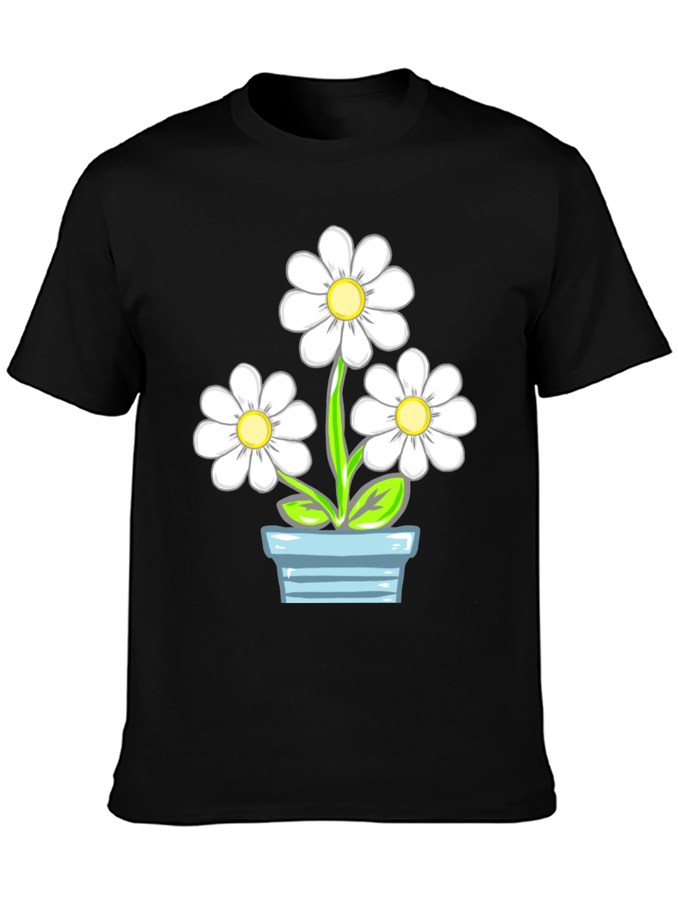 Daisy Flower Pot Graphic Tee - Stylish Comfort