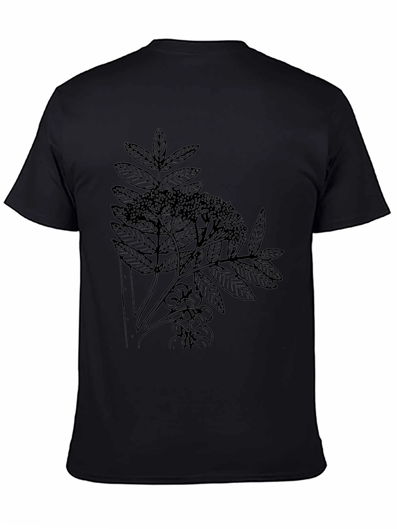 Botanical Print Black T-Shirt