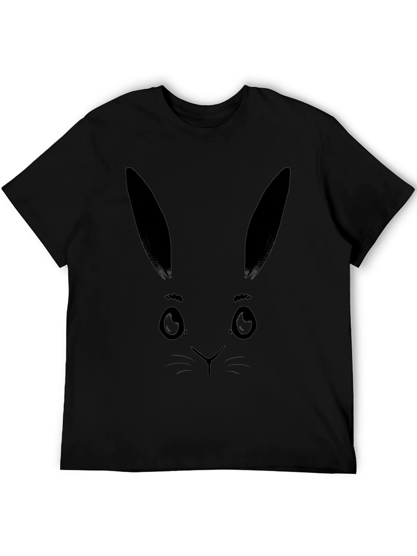 Bunny Face Graphic Tee - Black Cotton T-Shirt