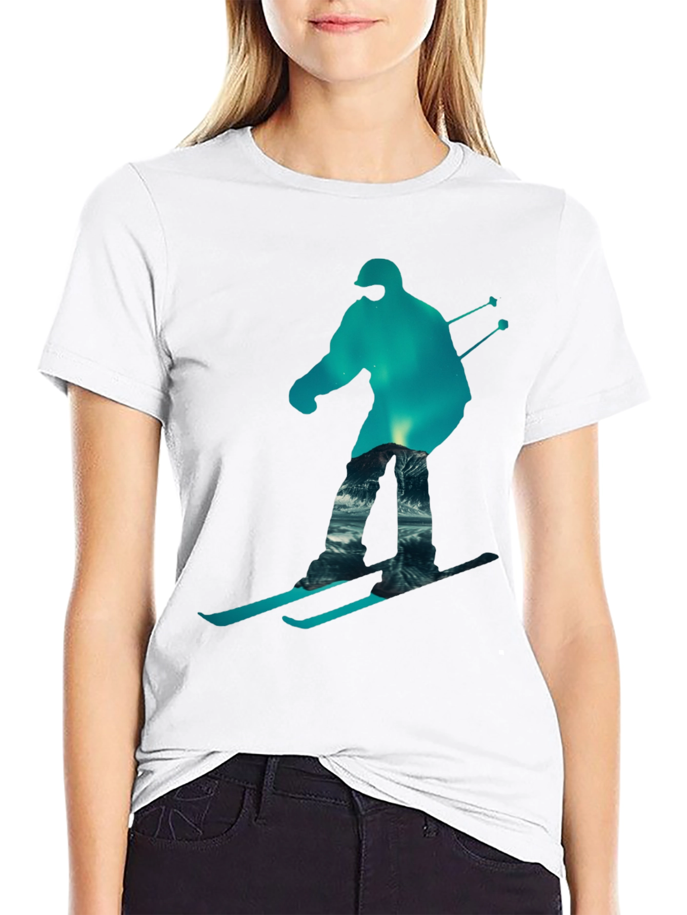 Skier Silhouette Graphic T-Shirt