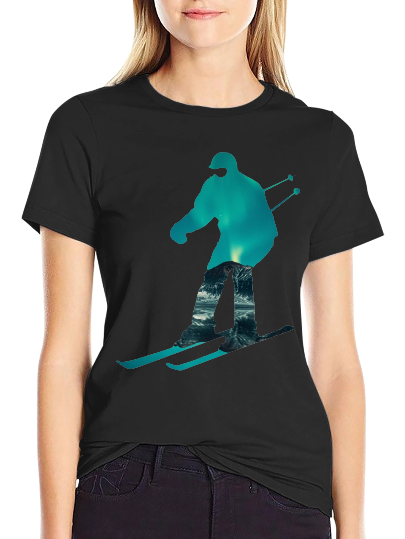 Skier Silhouette Graphic T-Shirt
