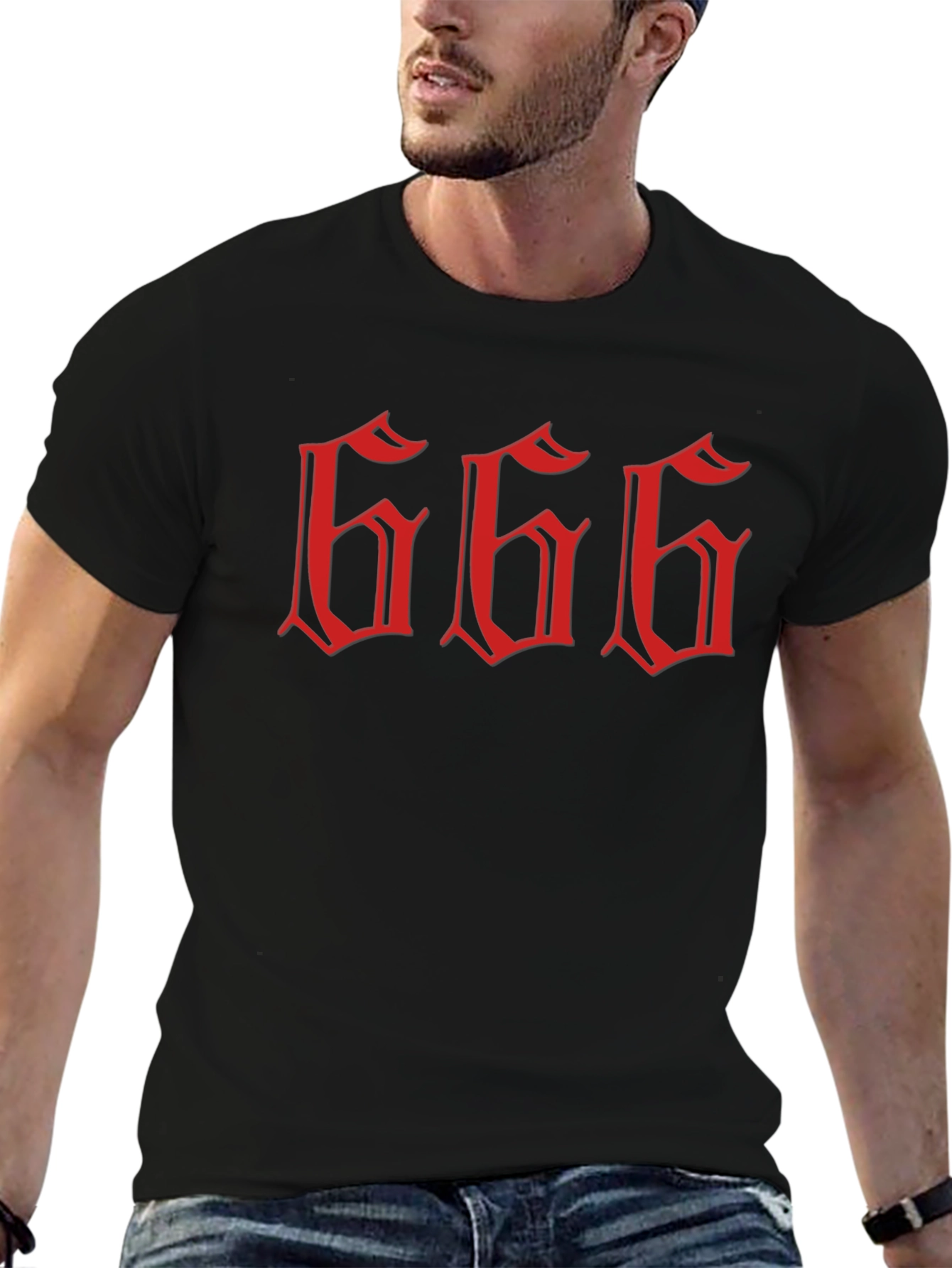 Mens Graphic Tee - Red 666 Design