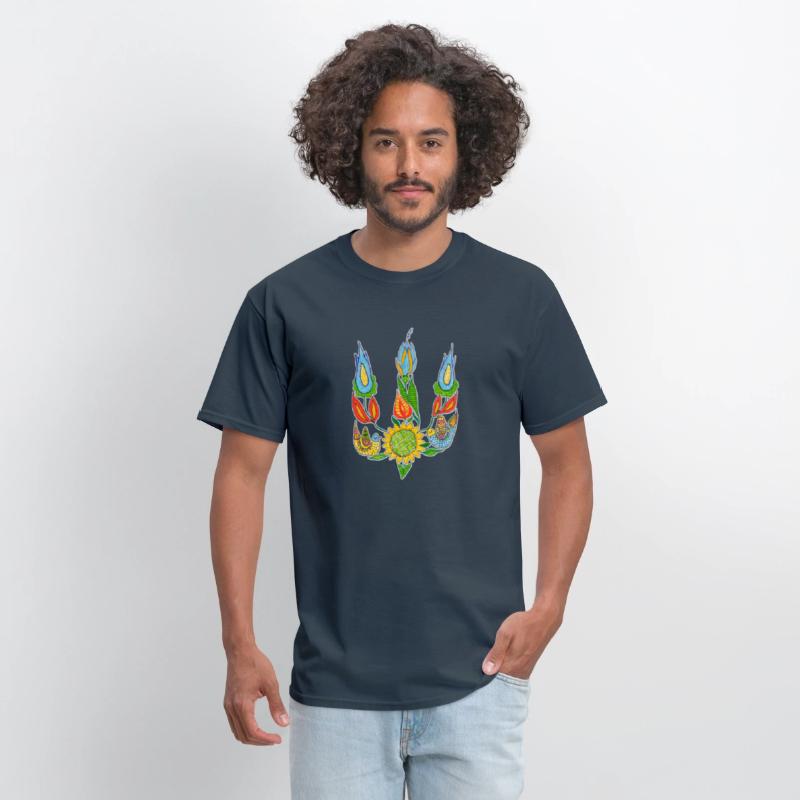 Ukrainian trident, Floral pattern, UA symbol.