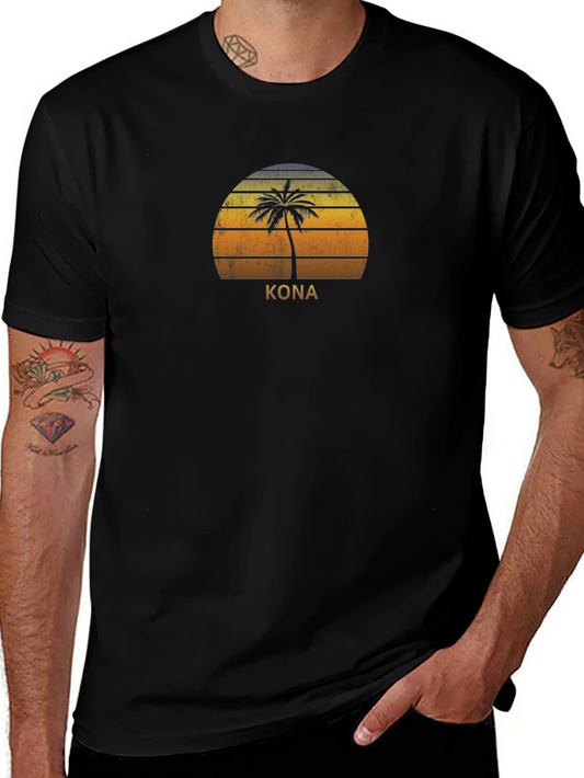 Kona Palm Tree Sunset T-Shirt - Island Vibes